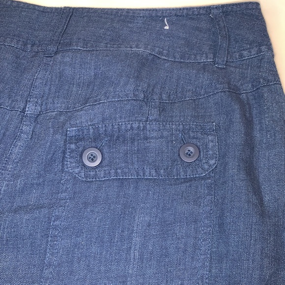 Style and Co. size 8 100% linen cropped blue trousers. Front and back pockets. - Picture 3 of 7